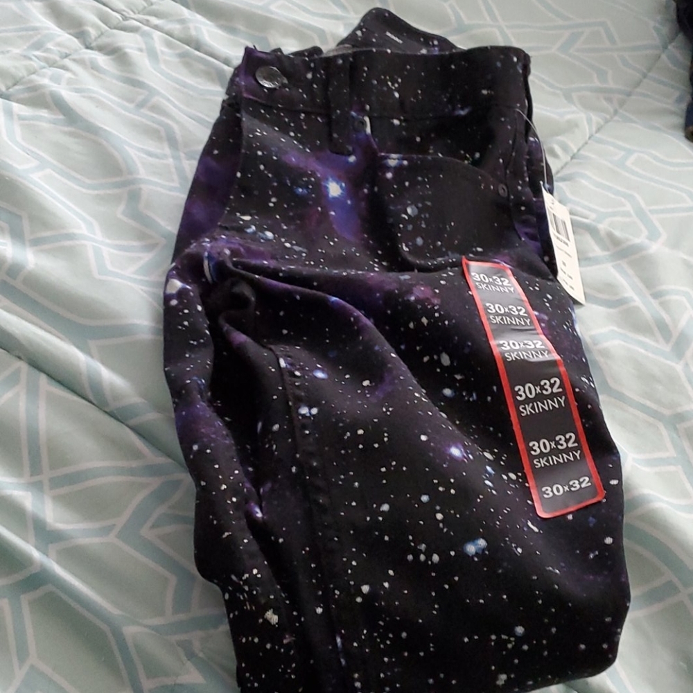 Rude skinny jeans, galaxy print, nwt 30×32
